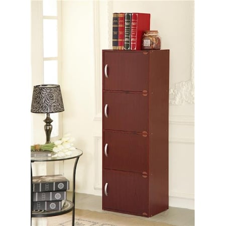 Hodedah Hodedah Hid4 Mahogany 4 Door Cabinet Hid4 Mahogany